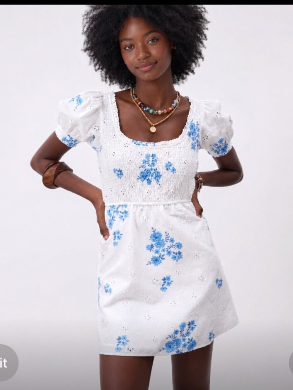 Zara White Eyelet Floral Dress XS Cottagecore Garden Whimsical Preppy Feminine